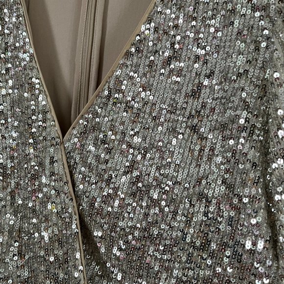 NWT ELIZA J Sequined Blouson Shift Dress Silver size 6 Wedding Guest Evening - Picture 3 of 10